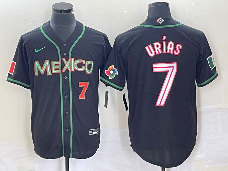 Men 2023 World Cub Mexico #7 Urias Black white Nike MLB Jersey41->more jerseys->MLB Jersey